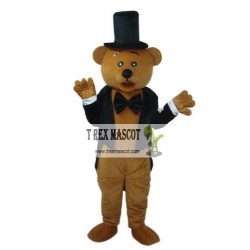 Bear In Black Suit Mascot Adult Costume