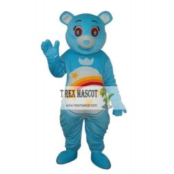 Flower Belly Blue Bear Mascot Adult Costume