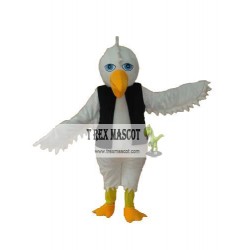 White Eagle In Black Vest Mascot Adult Costume