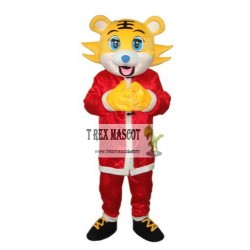 Yellow Face Christmas Tiger Mascot Adult Costume