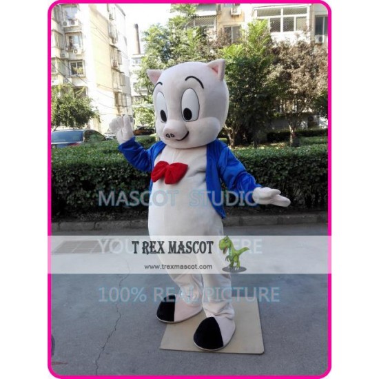 Porky Pig Mascot Cartoon Costume Porky Pig Mascot Cartoon Costume