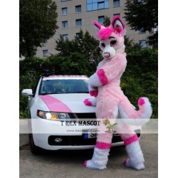 Pink Realistic Fursuit Husky Wolf Halloween Mascot Costumes