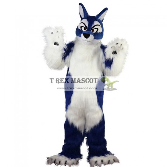 Long Hair Blue Wolf Mascot Costumes Long Hair Blue Wolf Mascot Costumes