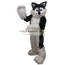 Animal Plush Gray Long Hairy Wolf Furry Mascot Costume