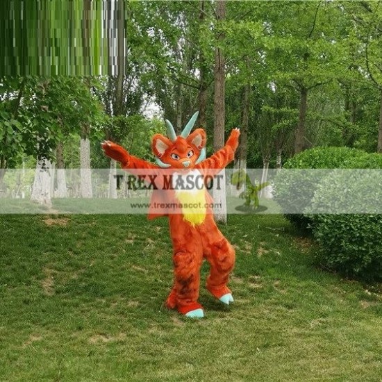 Animal Costume Orange Long Haired Dragon Costume Mascot Adult